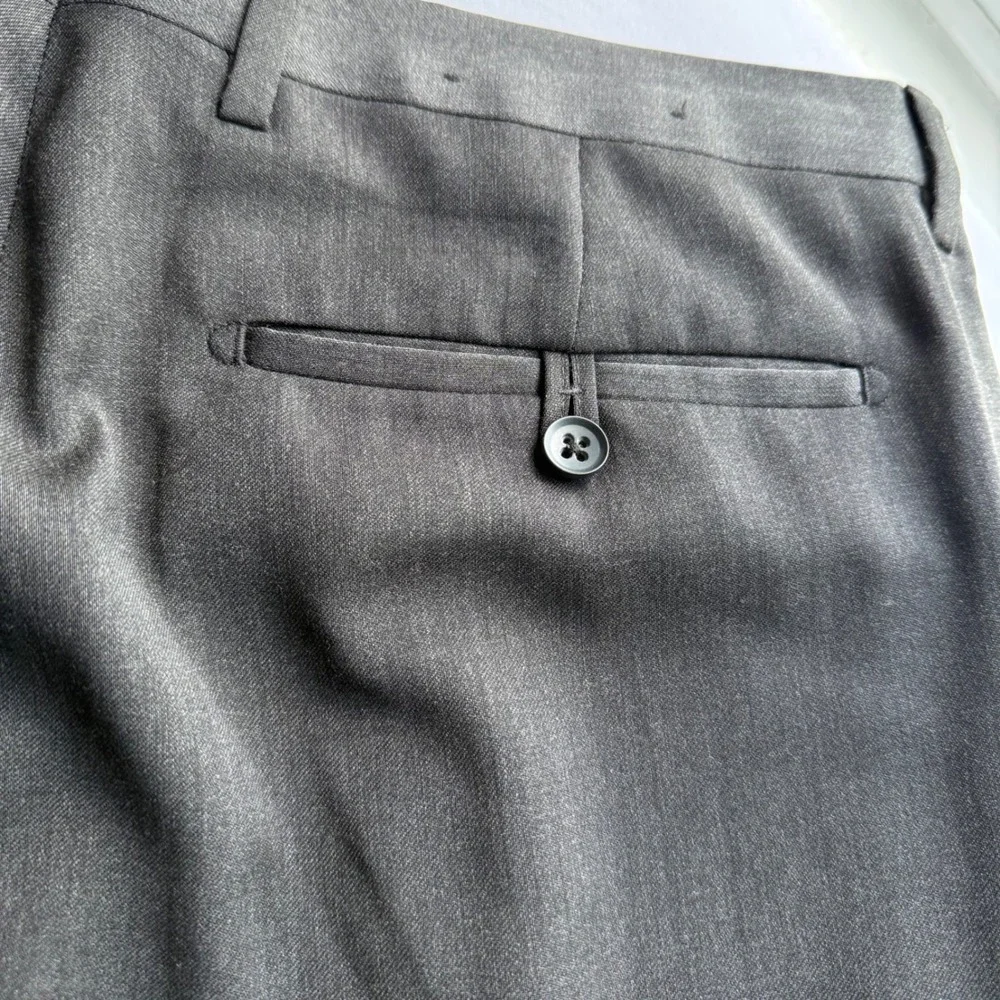 Banana Republic Mens 35x32 Slim Fit Italian Wool Dress Pants Gray Cerruti Formal
